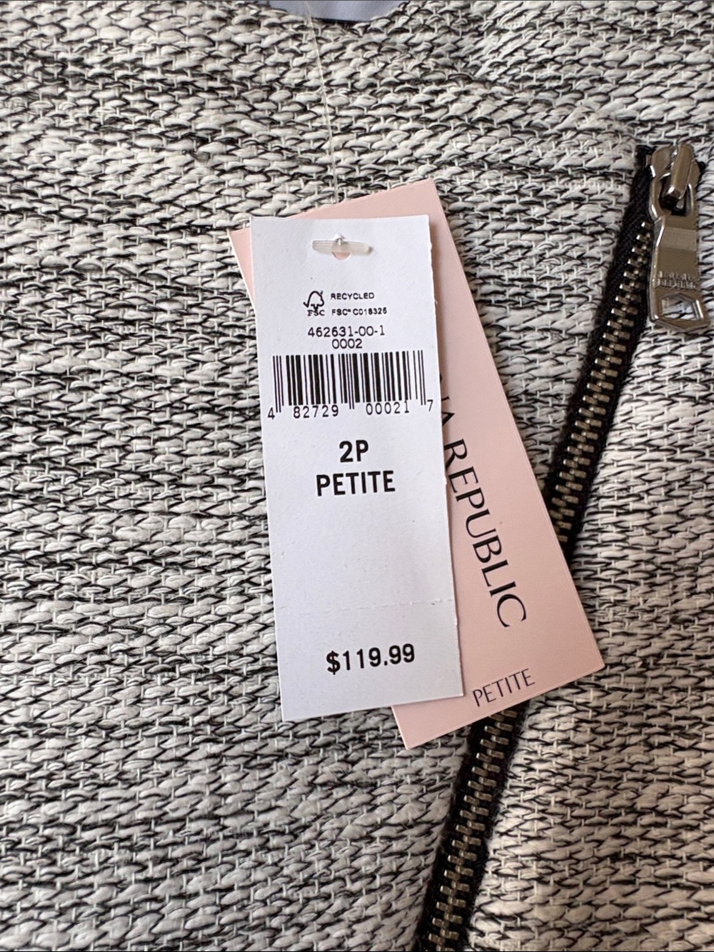 Banana Republic Gray Tweed Asymmetric Zip Blazer - Picture 4 of 7